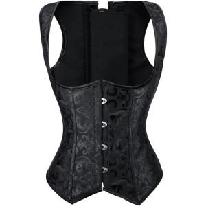 imageCharmian Womens Spiral Steel Boned Brocade Waist Cincher Underbust Corset Vest