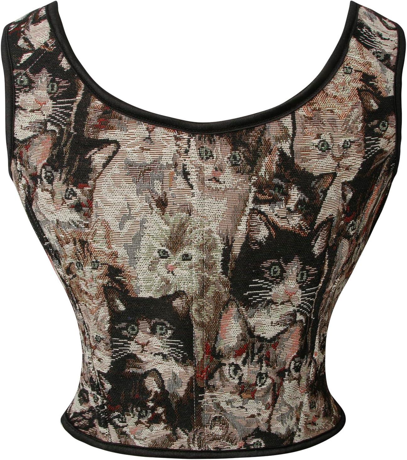 imageCharmian Womens Vintage Renaissance Bodice Boned Corset Bustier Shapewear TopBrown