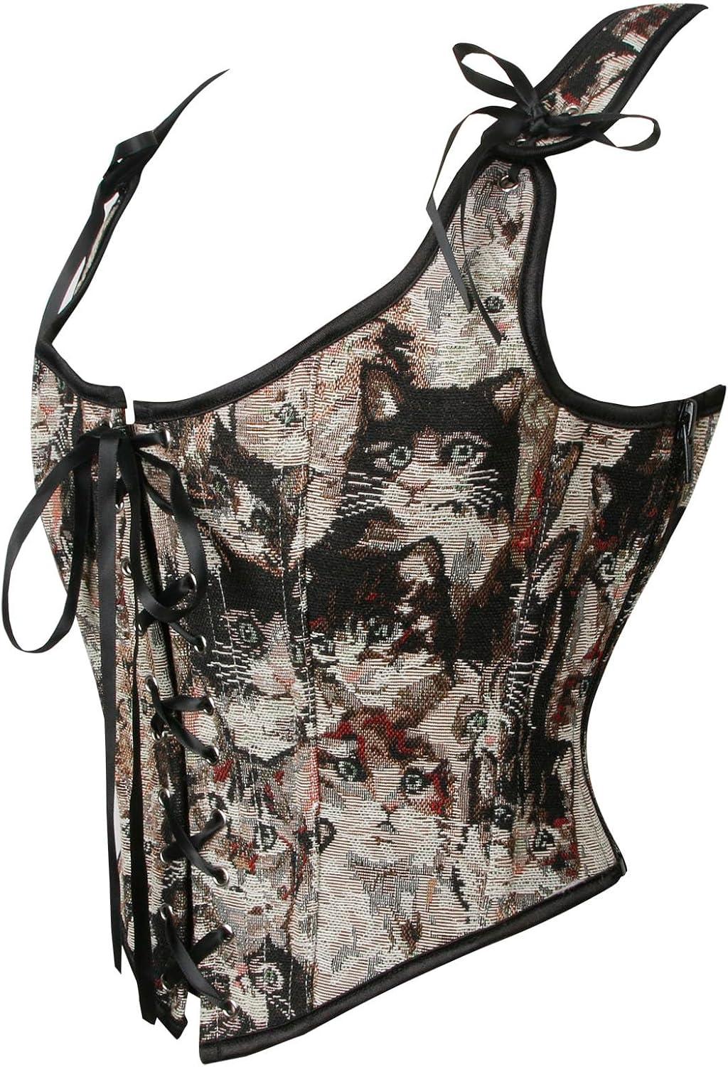 imageCharmian Womens Vintage Renaissance Bodice Boned Corset Bustier Shapewear TopBrown