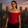 imageCharmian Womens Elegant Off Shoulder Sweetheart Overbust Corset Bustier TopRose Red
