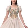 imageCharmian Womens Renaissance Floral Corset Top Bustier Bodice with ZipperBeige