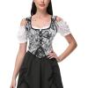 imageCharmian Womens Renaissance Floral Corset Top Bustier Bodice with ZipperBlack