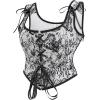 imageCharmian Womens Renaissance Floral Corset Top Bustier Bodice with ZipperBlack