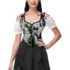 imageCharmian Womens Renaissance Floral Corset Top Bustier Bodice with ZipperBlackWhite