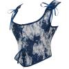 imageCharmian Womens Renaissance Floral Corset Top Bustier Bodice with ZipperBlue