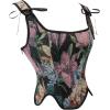 imageCharmian Womens Renaissance Floral Lace Up Bodice Corset Vest with ZipperBlack