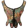 imageCharmian Womens Renaissance Floral Lace Up Bodice Corset Vest with ZipperGreen
