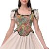 imageCharmian Womens Renaissance Floral Lace Up Bodice Corset Vest with ZipperGreen