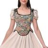 imageCharmian Womens Renaissance Floral Lace Up Bodice Corset Vest with ZipperYellow