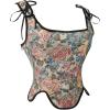imageCharmian Womens Renaissance Floral Lace Up Bodice Corset Vest with ZipperYellow