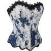 imageCharmian Womens Renaissance Retro Elegant Floral Lace Trim Overbust Corset TopBlue