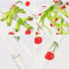 imageCharmian Womens Spaghetti Strap Boned Cherry Print Lace Up Corset Crop TopWhite