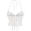 imageCharmian Womens Summer Halter VNeck Backless Lace Up Boned Bustier Corset TopWhite