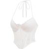 imageCharmian Womens Summer Halter VNeck Backless Lace Up Boned Bustier Corset TopWhite