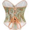 imageCharmian Womens Vintage Floral Print Lace Up Overbust Corset Bustier TopBrown
