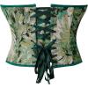 imageCharmian Womens Vintage Floral Print Lace Up Overbust Corset Bustier TopGreen