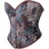 imageCharmian Womens Vintage Floral Print Lace Up Overbust Corset Bustier TopPurple