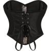 imageCharmian Womens Vintage Lace Up Boned Overbust Bustier Corset Top BodyshaperBlack