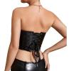 imageCharmian Womens Vintage Lace Up Boned Overbust Bustier Corset Top BodyshaperBlack
