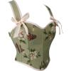 imageCharmian Womens Vintage Lace Up Overbust Push Up Bustier Corset Crop TopGreen