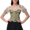 imageCharmian Womens Vintage Lace Up Overbust Push Up Bustier Corset Crop TopGreen