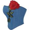 imageCharmian Womens Y2K Vintage Strapless Denim Corset Top with Rose EmbroideryBlue