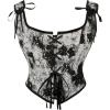 imageCharmian Womens Renaissance Floral Corset Top Bustier Bodice with ZipperBlackWhite