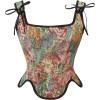 imageCharmian Womens Renaissance Floral Lace Up Bodice Corset Vest with ZipperGreen