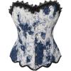 imageCharmian Womens Renaissance Retro Elegant Floral Lace Trim Overbust Corset TopBlue