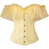 imageCharmian Womens Victorian Vintage Off Shoulder Ruffle Floral Lace Up Corset TopYellow