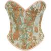 imageCharmian Womens Vintage Floral Print Lace Up Overbust Corset Bustier TopBrown