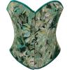 imageCharmian Womens Vintage Floral Print Lace Up Overbust Corset Bustier TopGreen