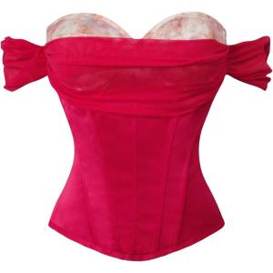 imageCharmian Womens Elegant Off Shoulder Sweetheart Overbust Corset Bustier TopRose Red