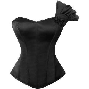 imageCharmian Womens Gothic Victorian Lace Up Boned Overbust Bustiers Corset TopBlack