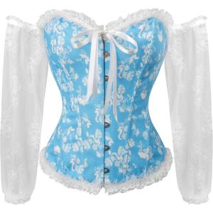 imageCharmian Womens Renaissance Off Shoulder Jacquard Floral Overbust Corset TopBlue