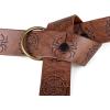 imageCharmian Mens Gothic Punk Medieval PU Leather Embossed O Ring Waist BeltBrown