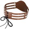 imageCharmian Mens Medieval Viking PU Leather Embossed Wide Waist Armor BeltBrown