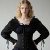 imageCharmian Womens Gothic Victorian Ruffled Trim Sheer Long Sleeve Bolero ShrugBlack