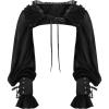 imageCharmian Womens Gothic Victorian Ruffled Trim Sheer Long Sleeve Bolero ShrugBlack