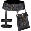 imageCharmian Womens Steampunk Leather Waist and Thigh Belt with Detachable PouchBlack