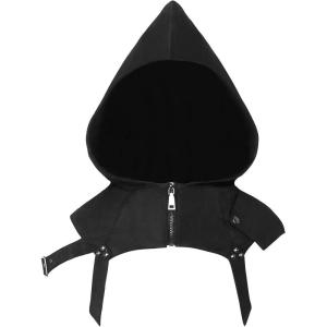 imageCharmian Womens Steampunk Gothic Rivet Hooded Shoulder Cape Shrug with ZipperBlack