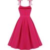 imageCharmian Womens 1950s Vintage ALine Bowknot Spaghetti Strap Rockabilly DressFuchsia