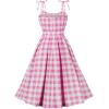 imageCharmian Womens 1950s Vintage ALine Bowknot Spaghetti Strap Rockabilly DressPink