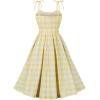 imageCharmian Womens 1950s Vintage ALine Bowknot Spaghetti Strap Rockabilly DressYellow