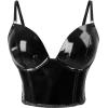 imageCharmian Womens Punk Gothic PU Leather Push Up Corset Bra Bustier Crop TopBlacksleek