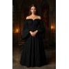 imageCharmian Womens Renaissance Medieval Off Shoulder Long Sleeve Peasant DressBlack