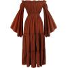 imageCharmian Womens Renaissance Medieval Off Shoulder Long Sleeve Peasant DressBrown