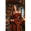 imageCharmian Womens Renaissance Medieval Off Shoulder Long Sleeve Peasant DressBrown