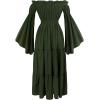 imageCharmian Womens Renaissance Medieval Off Shoulder Long Sleeve Peasant DressGreen