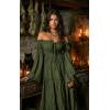 imageCharmian Womens Renaissance Medieval Off Shoulder Long Sleeve Peasant DressGreen